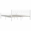 vidaXL Bed Frame White Metal, Plywood Full Durable Bed Frame