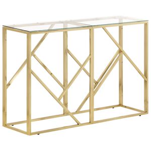 vidaXL Console Table Gold and transparent Stainless steel, tempered glass