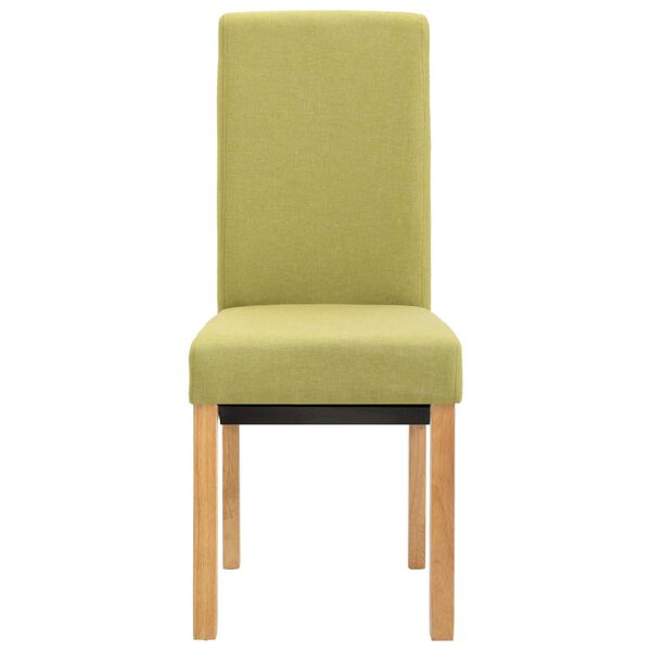 vidaXL Dining Chair Set of 6 Green Fabric and wooden frame Standard