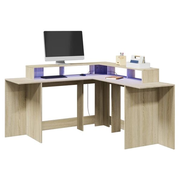vidaXL Desk Sonoma oak Engineered wood Large Corner Desk Modern