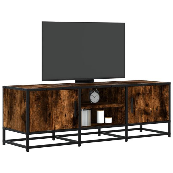 vidaXL TV Cabinet Smoked Oak Engineered Wood, Metal Medium TV Cabinet