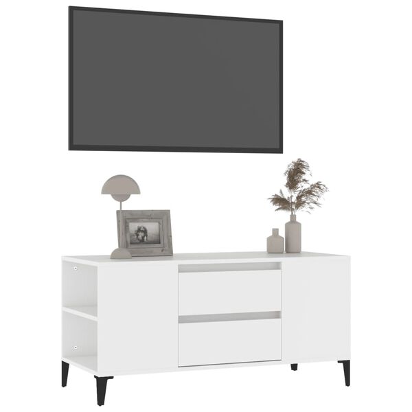 vidaXL TV Cabinet White Engineered Wood, Metal Medium TV Cabinet