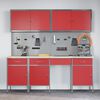 vidaXL Work Bench with Drawer 10 pcs Red 200 x 55 x 200 cm Steel