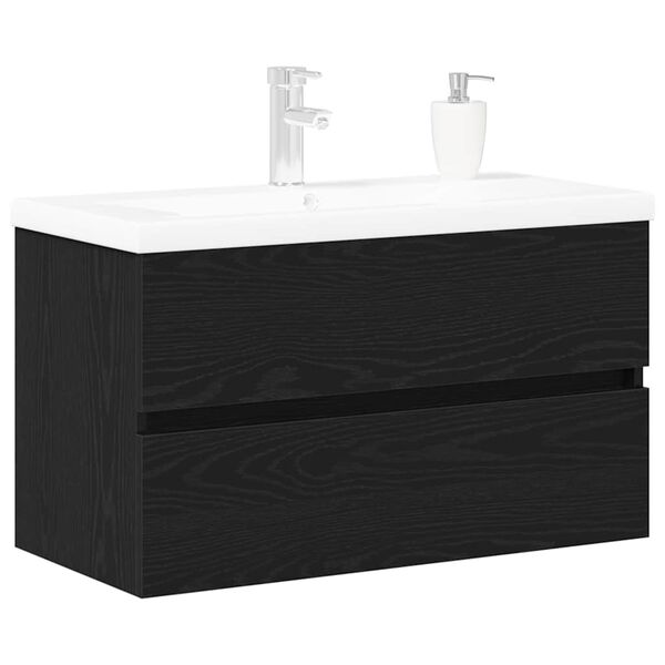 vidaXL Sink Cabinet Black oak 80 x 39 x 62 cm Engineered wood
