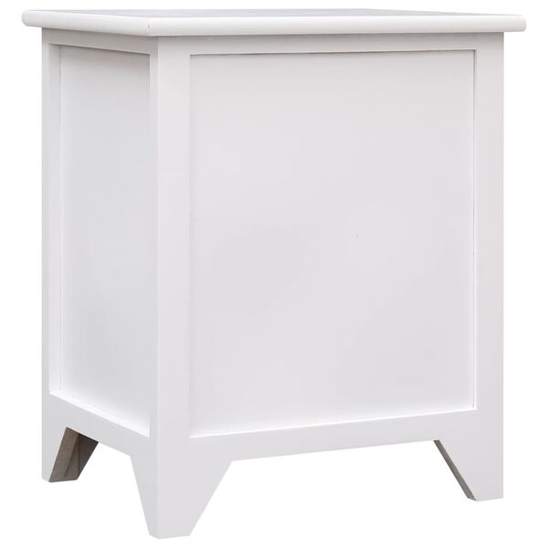 vidaXL Cabinet White Paulownia Wood, Plywood Small Bedside Table