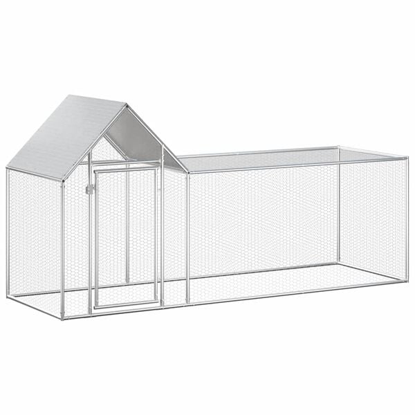 vidaXL Chicken Coop Silver Galvanized Steel 9.8ft x 3.3ft x 4.9ft