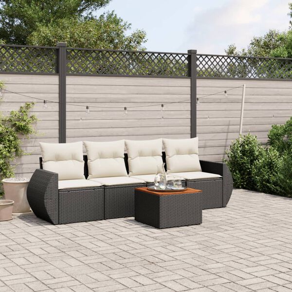 vidaXL Garden Sofa Set Black PE rattan Medium Modular Garden Sofa Set