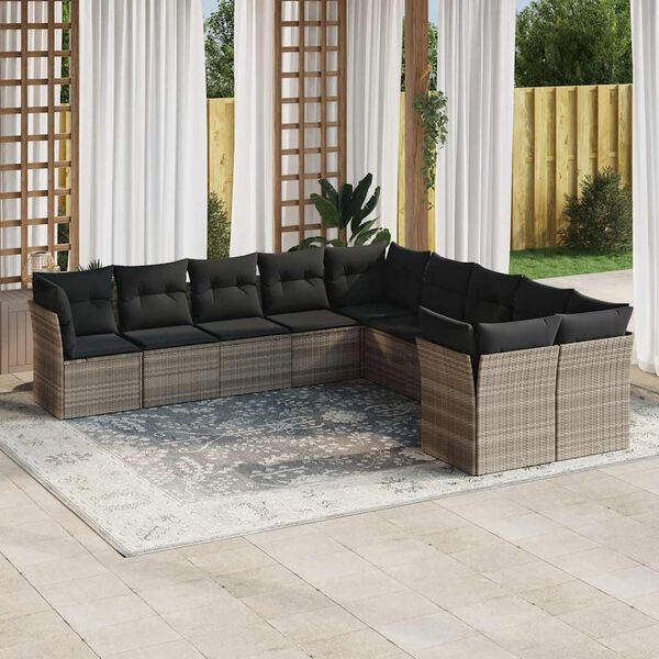 vidaXL Garden Sofa Set Light Grey, Dark Grey Cushions