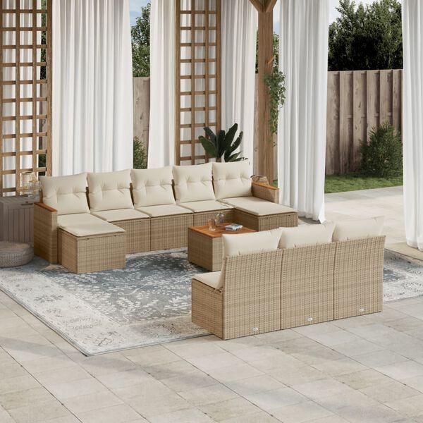 vidaXL Garden Sofa Set Beige, Cream White