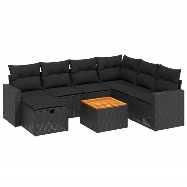 vidaXL Garden Sofa Set Black PE Rattan Large Modular Garden Sofa Set