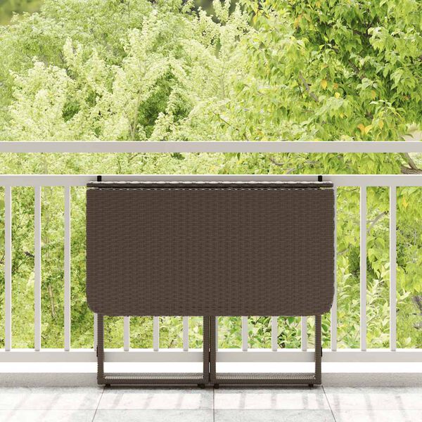 vidaXL Garden Table Brown PE Rattan, Powder-Coated Steel Compact