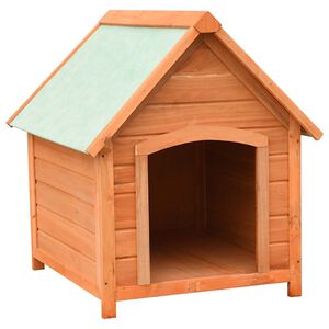 vidaXL Dog House Brown and Green Solid Pine and Fir Wood Medium