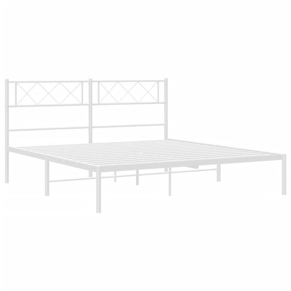 vidaXL Metal Bed Frame White Powder-Coated Steel 47.2 x 78.7 in