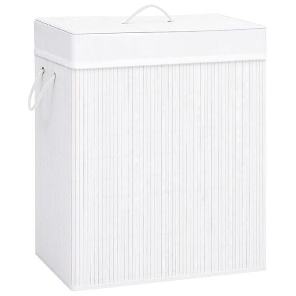 vidaXL Bamboo Laundry Basket with Single Section White 21.9 gal