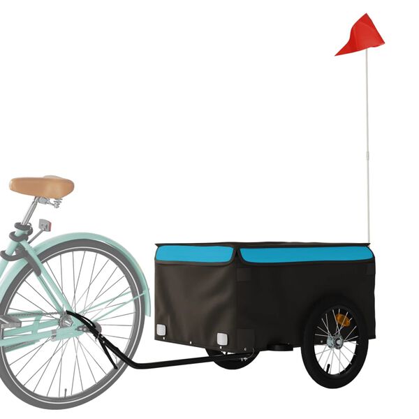 vidaXL Bike Trailer Black and Blue 99.2 lb Iron