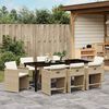 vidaXL Garden Dining Set with Cushion 9 pcs Beige Poly Rattan