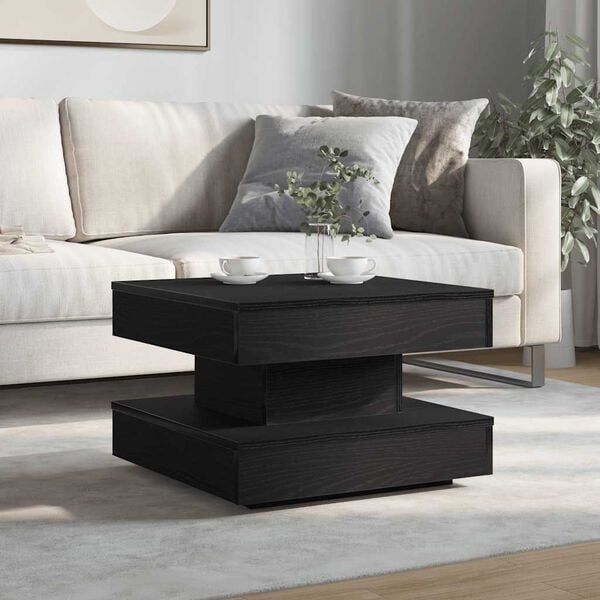 vidaXL Coffee Table Black Engineered wood Small Rotatable Coffee Table
