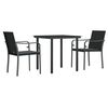 vidaXL Garden Dining Set Black, Dark Grey PE Rattan, Steel, Tempered Glass