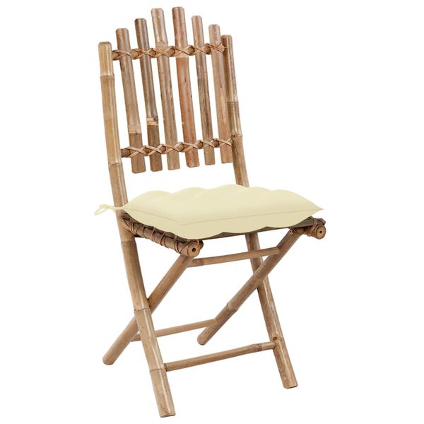 vidaXL Garden Chair Set of 2 Natural Bamboo Bamboo, Polyester Medium