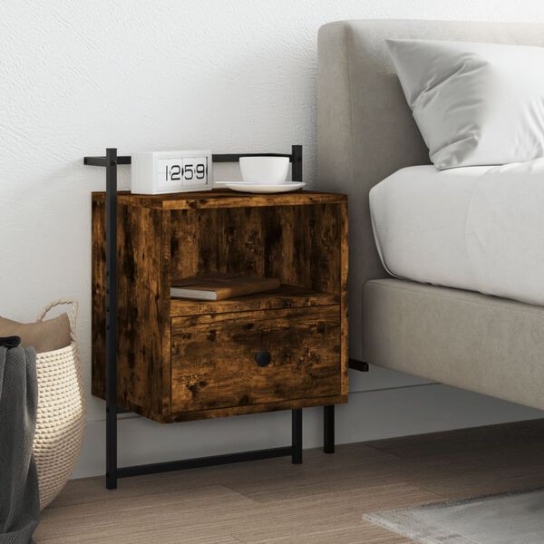 vidaXL Bedside Cabinet Smoked Oak Engineered wood Compact
