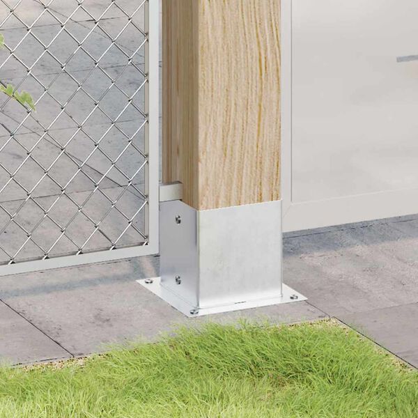 vidaXL Post Bases Square 12 pcs Silver 5.55x5.55" Galvanised Steel