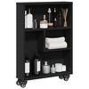 vidaXL Narrow Storage Trolley Black 18.9x5.1x26.8" Engineered Wood