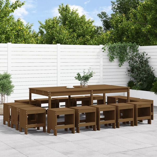 vidaXL Garden Dining Set Honey Brown Solid Pine Wood Large Seats Plenty