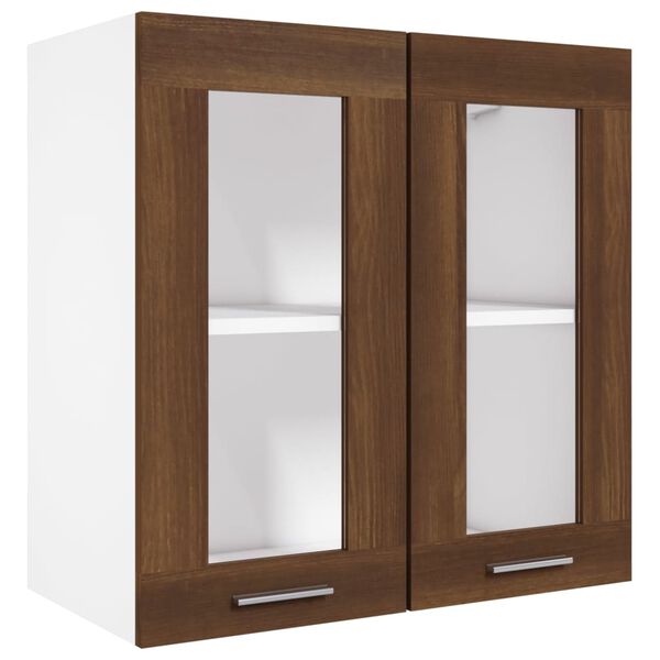 vidaXL Hanging Glass Cabinet Brown oak Engineered wood, glass
