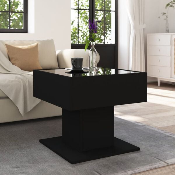 vidaXL Coffee Table Black Engineered wood, Glass 19.7 in