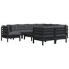 vidaXL Garden Lounge Set Black Solid pinewood, fabric (100% polyester)