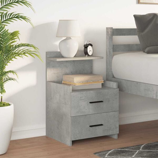vidaXL Bedside Cabinet Concrete grey Engineered wood Standard
