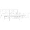 vidaXL Bed Frame White Steel Double Bed Frame Rectangular Modern