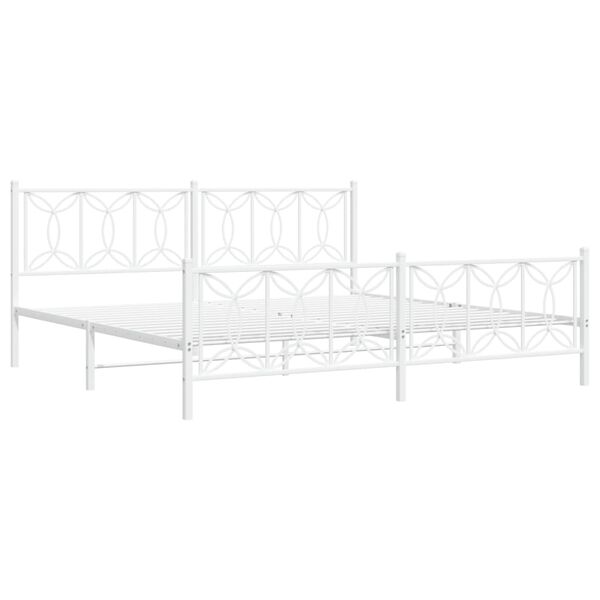 vidaXL Bed Frame White Steel Double Bed Frame Rectangular Modern