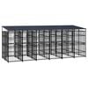 vidaXL Dog Kennel Black Powder-coated Steel Large Durable Dog Kennel