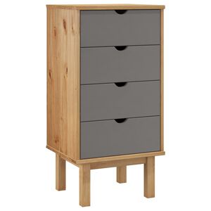 vidaXL Drawer Cabinet Brown and Grey Solid Pine Wood Medium