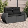 vidaXL Garden Sofa Black Poly Rattan 2-Seater Modular Garden Sofa