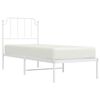 vidaXL Bed Frame White Powder-Coated Steel Twin Bed Frame Rectangular