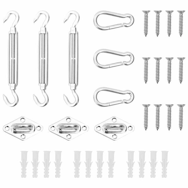 vidaXL Sunshade Sail Accessory Silver Stainless Steel Adjustable Armrests