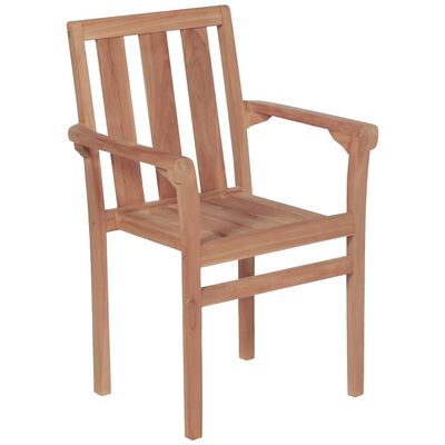 vidaXL Stacking Patio Chairs 2 pcs Solid Teak Wood