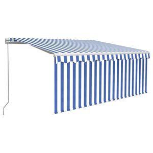 vidaXL Retractable Awning Blue and white