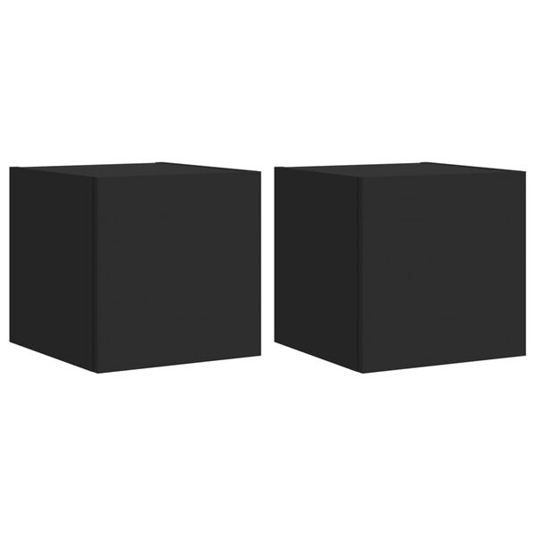 vidaXL TV Wall Cabinet Set of 2 Black Engineered Wood Medium