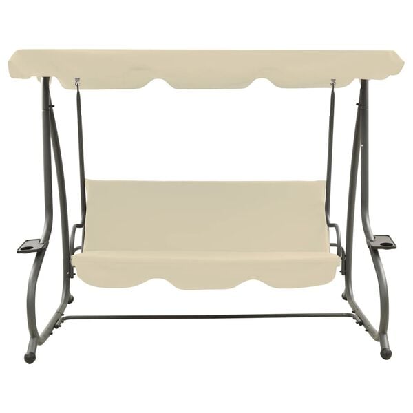 vidaXL Swing Bench Sand white PVC-coated fabric, powder-coated steel Large