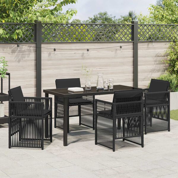 vidaXL Garden Dining Set 5 pcs Black Poly rattan