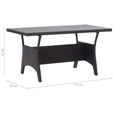 vidaXL Patio Table Black 47.2"x27.6"x26" Poly Rattan