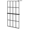 vidaXL Walk-in Shower Wall with Shelf Black 39.4"x76.8" ESG Glass&Aluminum