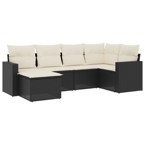 vidaXL Garden Sofa Set Black, Cream White