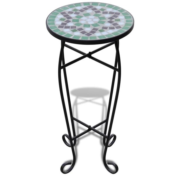 vidaXL Plant Stand Green, white, black Iron, ceramic 11.8 in diameter