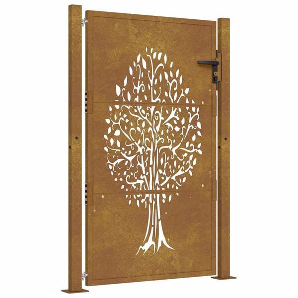 vidaXL Garden Gate 39.4x59.1" Corten Steel Tree Design