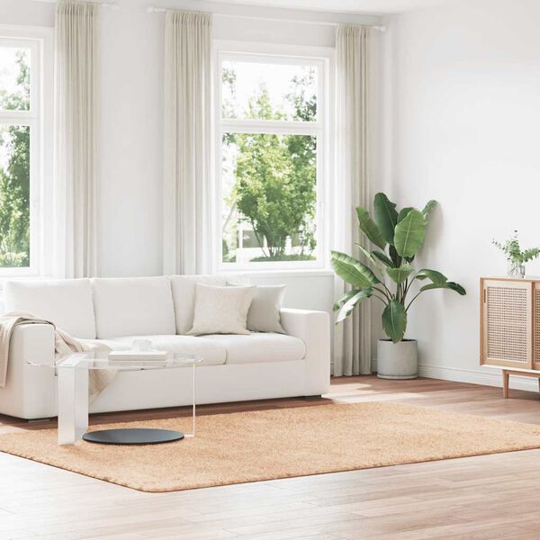 vidaXL Shaggy Rug Beige 100% Polyester 78.7 x 114.2 in Foldable