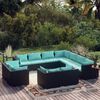 vidaXL Garden Lounge Set Black PE rattan, powder-coated steel Medium